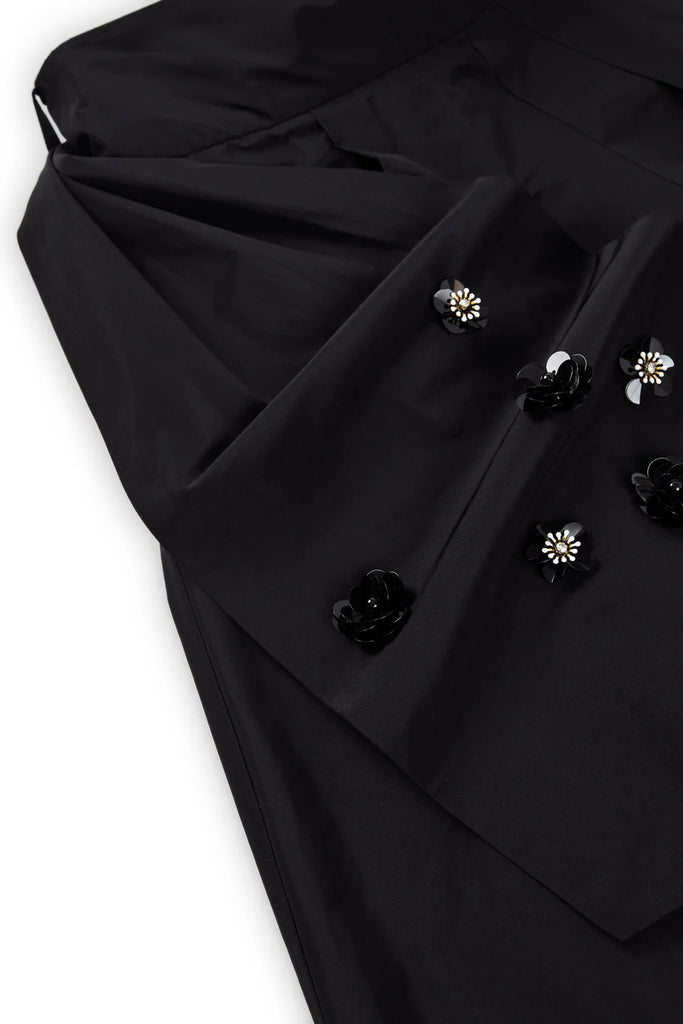 PSOPHIA BLACK SEQUIN BELT TAFFETA CULOTTES