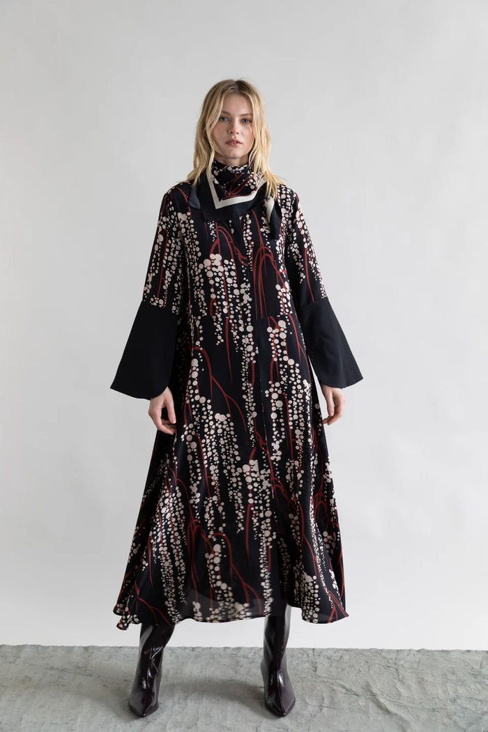 PSOPHIA LONG RETRO DRAPE DRESS