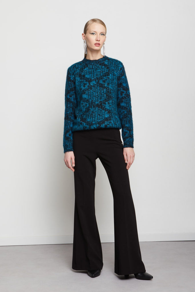 OTTOD'AME BLACK TAILORED SUIT WITH WIDE TROUSER