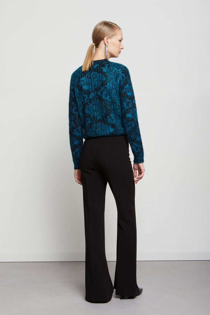 OTTOD'AME BLACK TAILORED SUIT WITH WIDE TROUSER