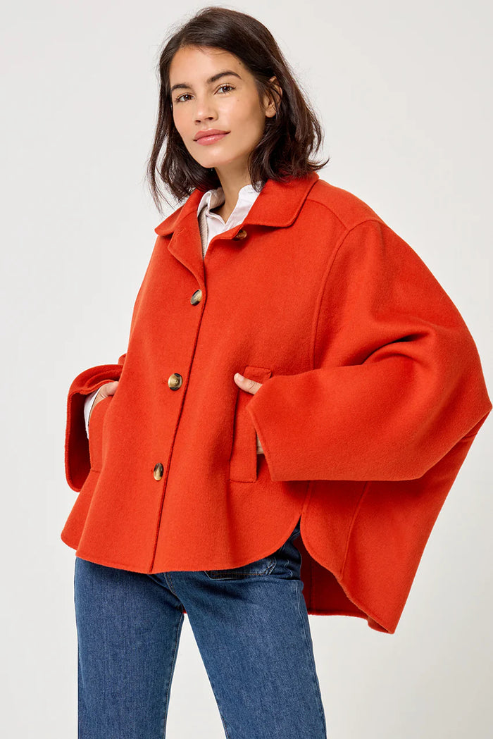 FIVE ORANGE SWING CAPE COAT