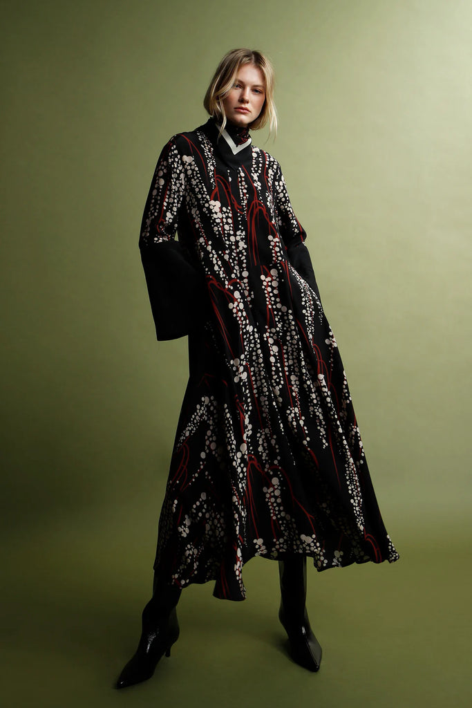 PSOPHIA LONG RETRO DRAPE DRESS