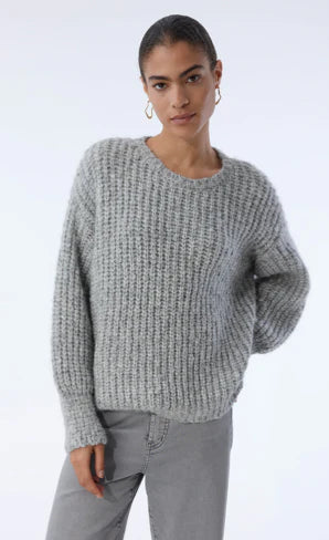 KNIT-TED GREY CHUNKY ROUND NECK