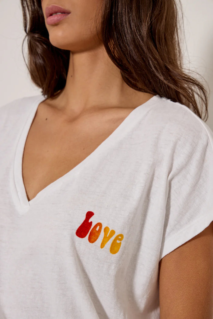 FIVE WASH WHITE COLOURED LOVE TEE