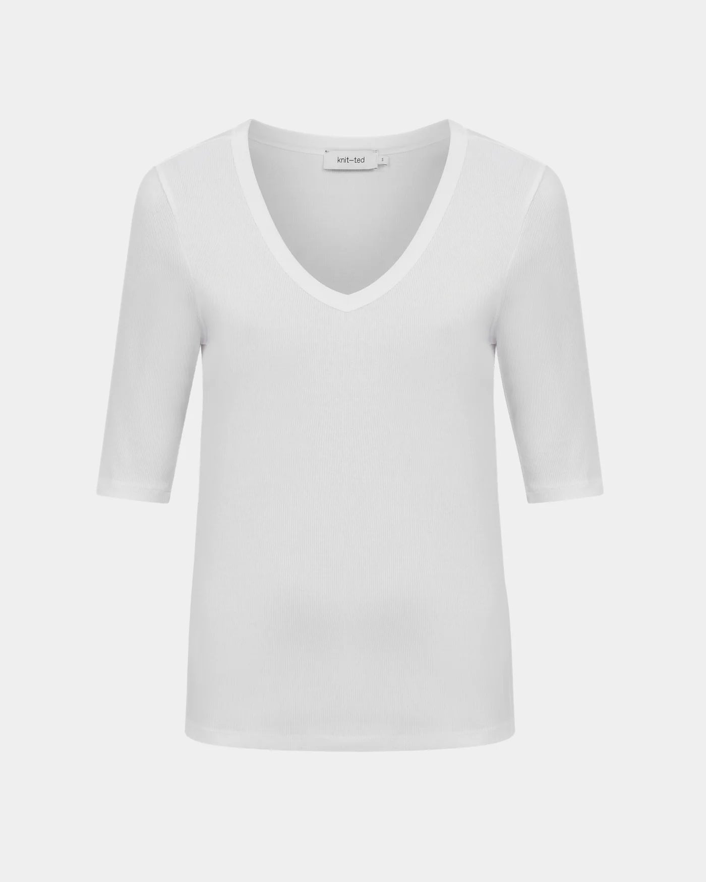 KNIT-TED WHITE V NECK EDEN TOP - White Bicycle