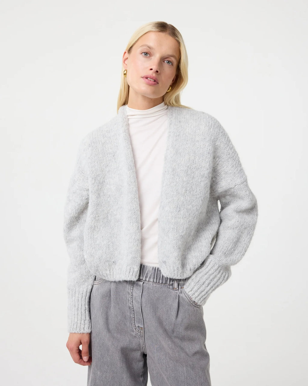 KNIT-TED SOFT GREY BECKY CARDIGAN - White Bicycle