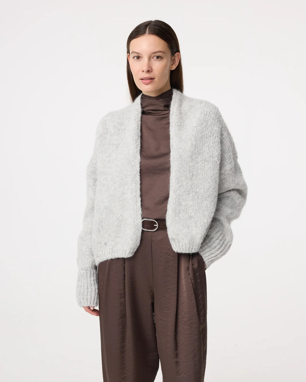 KNIT-TED SOFT GREY BECKY CARDIGAN - White Bicycle