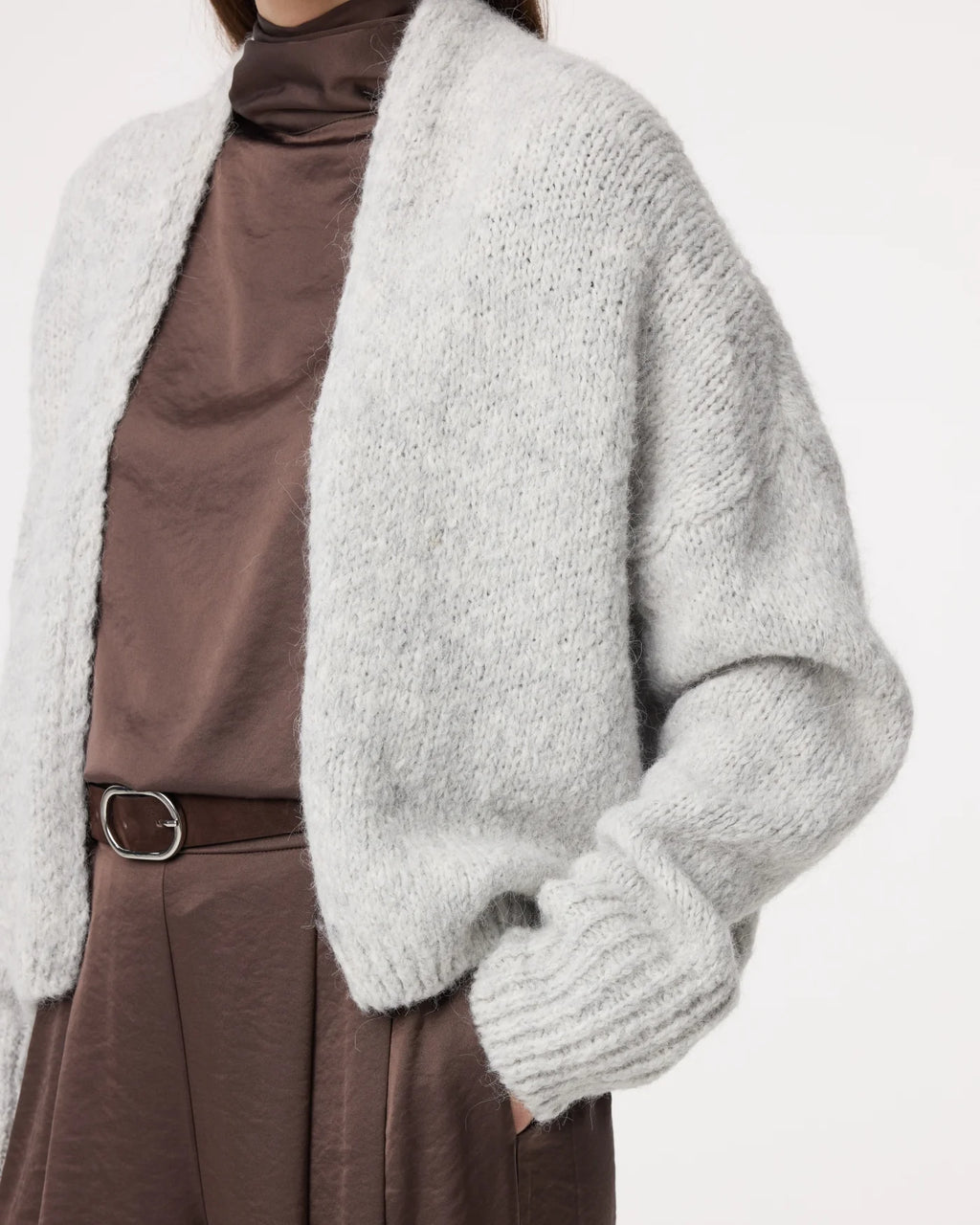 KNIT-TED SOFT GREY BECKY CARDIGAN - White Bicycle