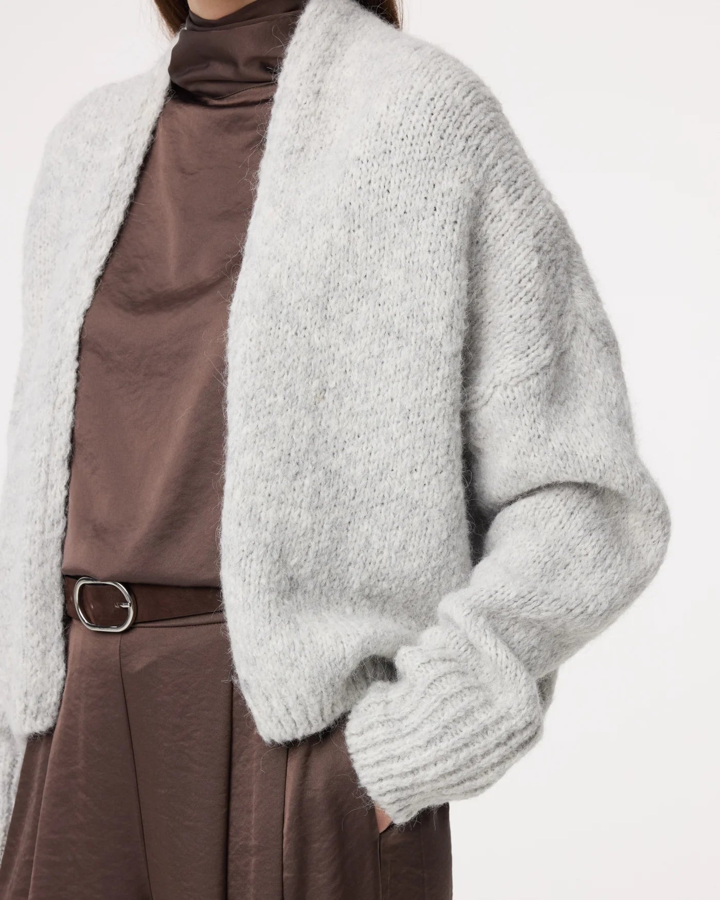 KNIT-TED SOFT GREY BECKY CARDIGAN - White Bicycle