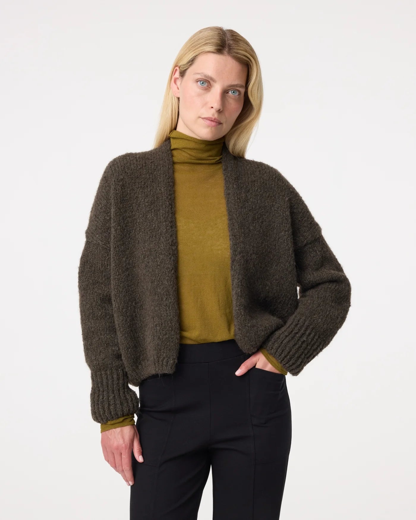 KNIT-TED DARK GREEN BECKY CARDIGAN - White Bicycle