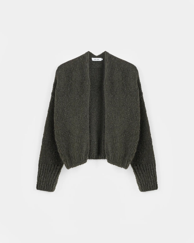 KNIT-TED DARK GREEN BECKY CARDIGAN