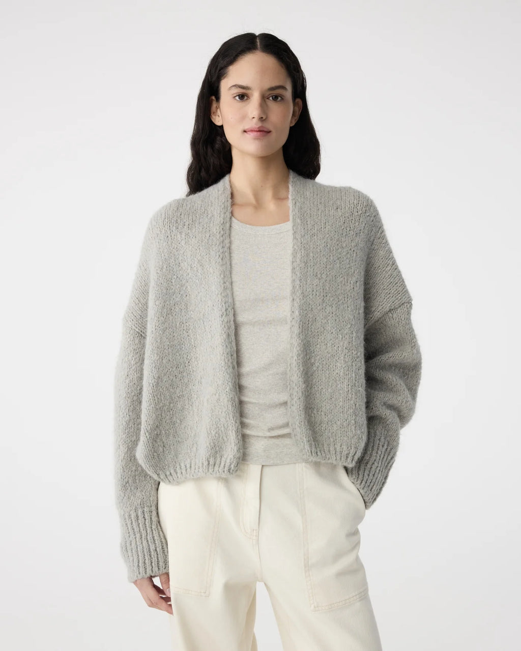 KNIT-TED DUSTY GREY BECKY CARDIGAN - White Bicycle