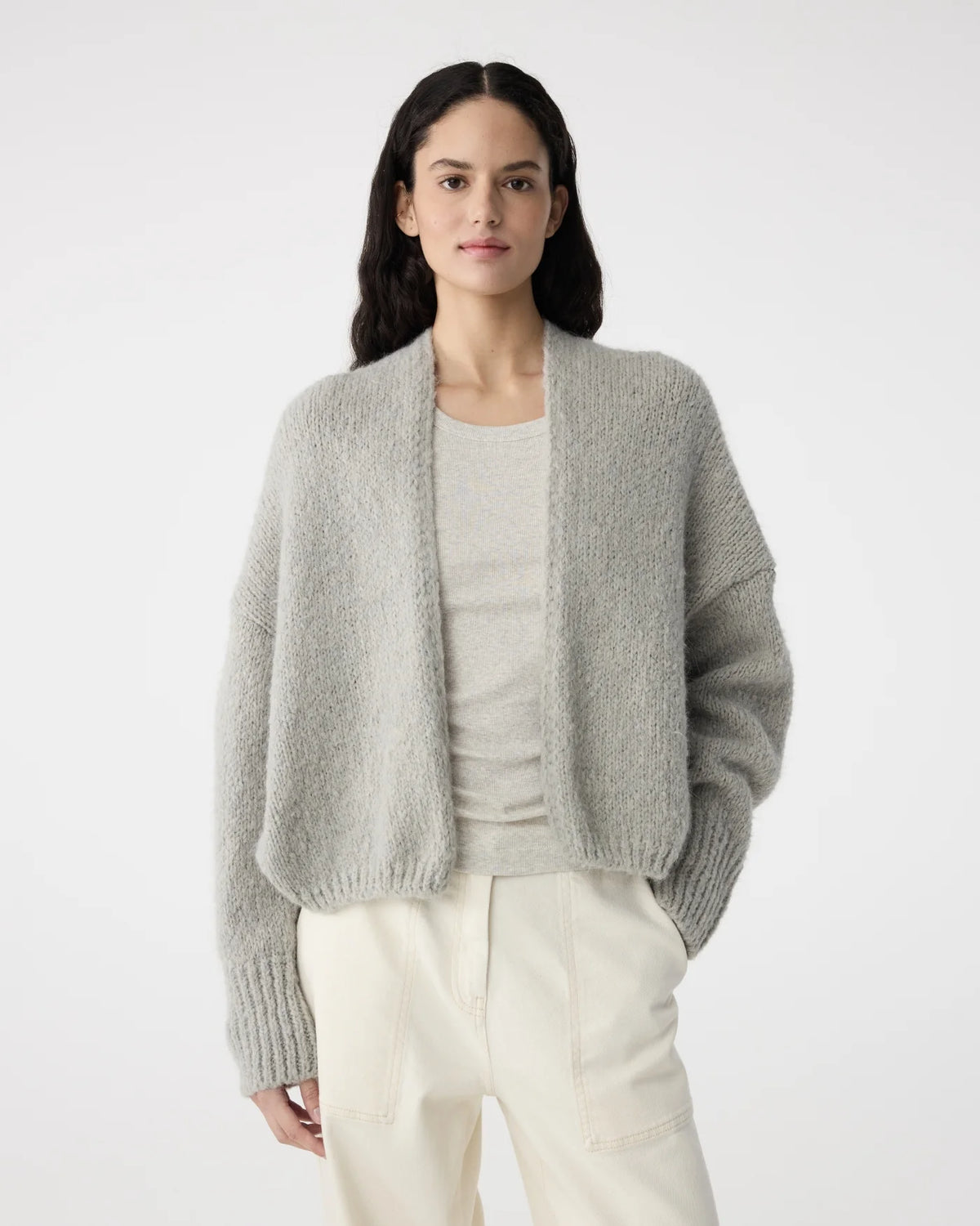 KNIT-TED DUSTY GREY BECKY CARDIGAN - White Bicycle