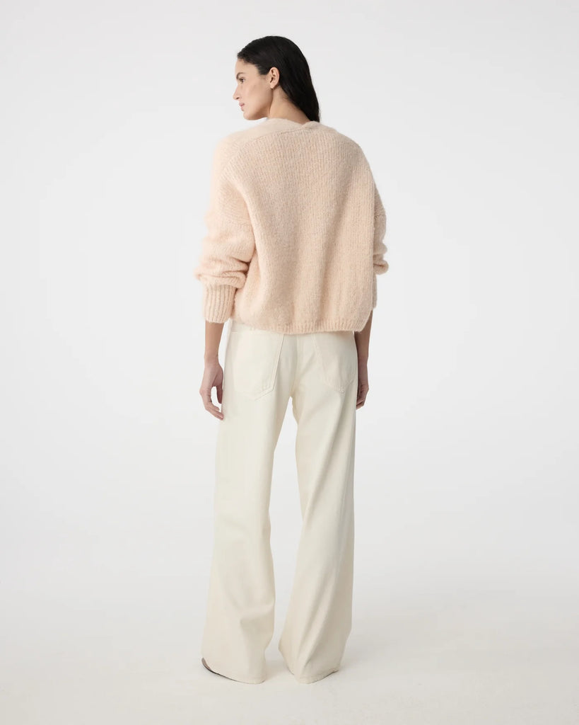 KNIT-TED SOFT ROSE BECKY CARDIGAN - White Bicycle