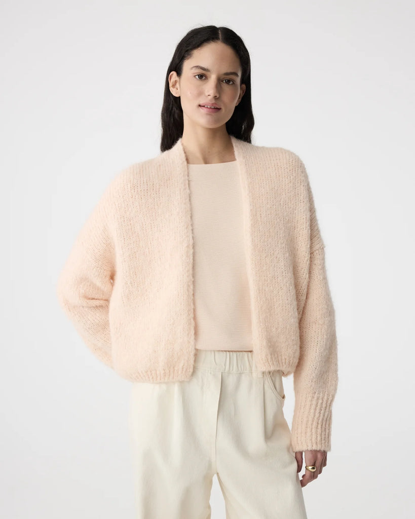 KNIT-TED SOFT ROSE BECKY CARDIGAN - White Bicycle