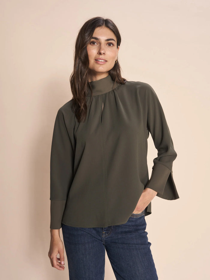 MOS MOSH FOREST GREEN TIE NECK BLOUSE