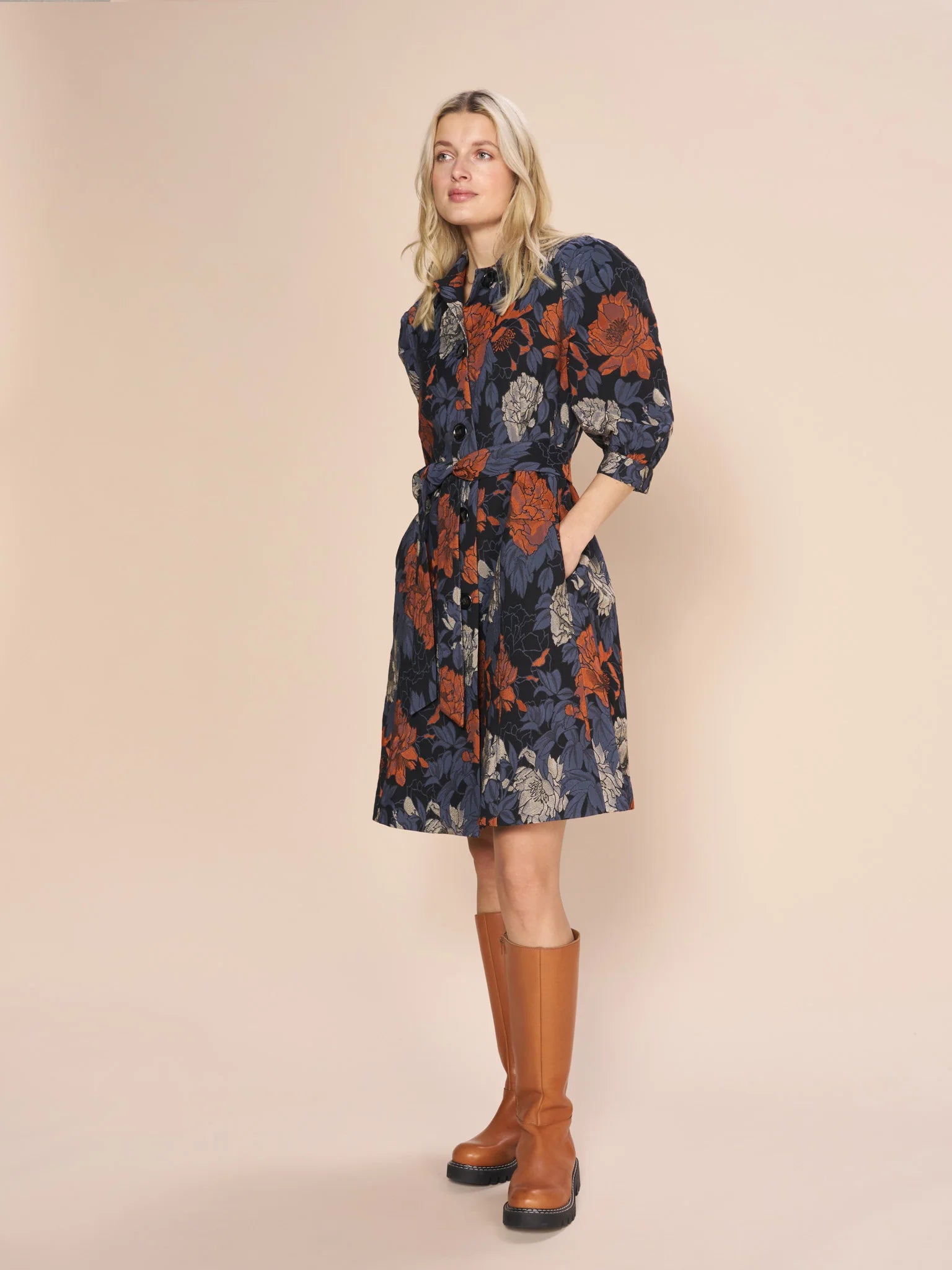MOS MOSH FLORAL JACQUARD DRESS - White Bicycle