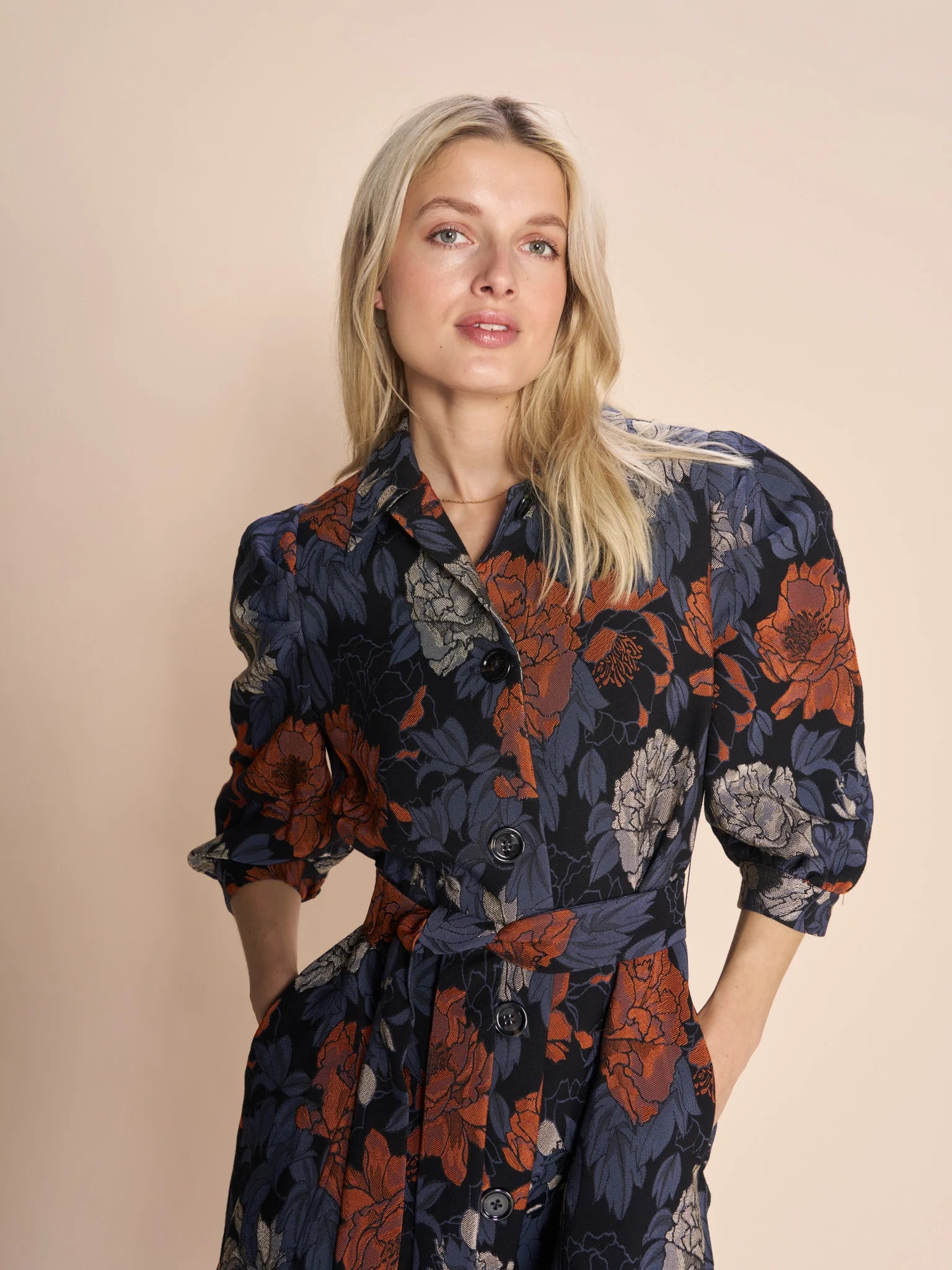 MOS MOSH FLORAL JACQUARD DRESS - White Bicycle
