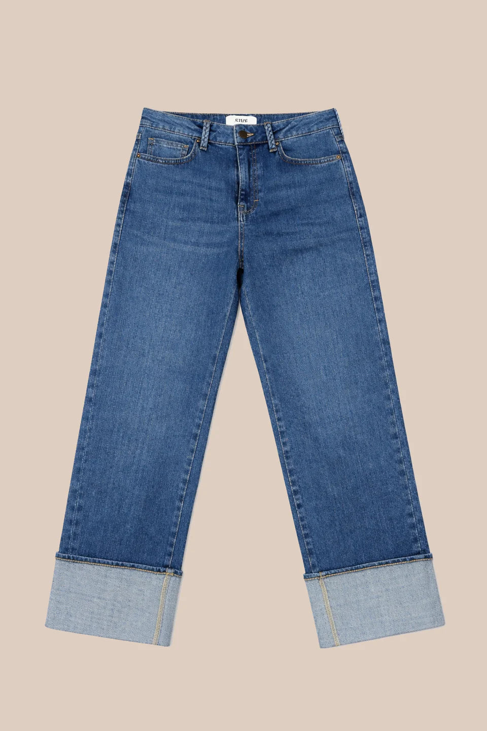FIVE DENIM TURN UP JEANS - White Bicycle