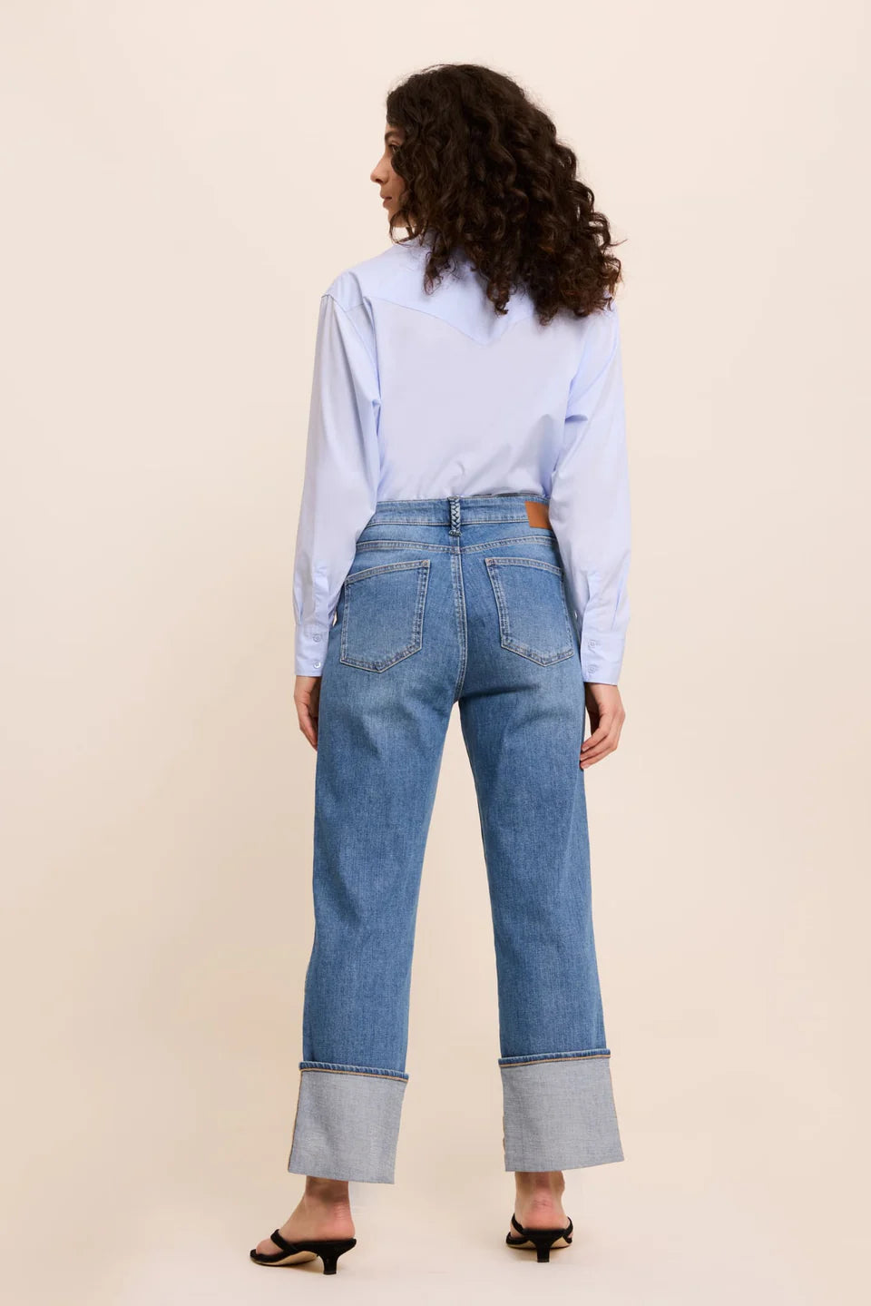 FIVE DENIM TURN UP JEANS - White Bicycle