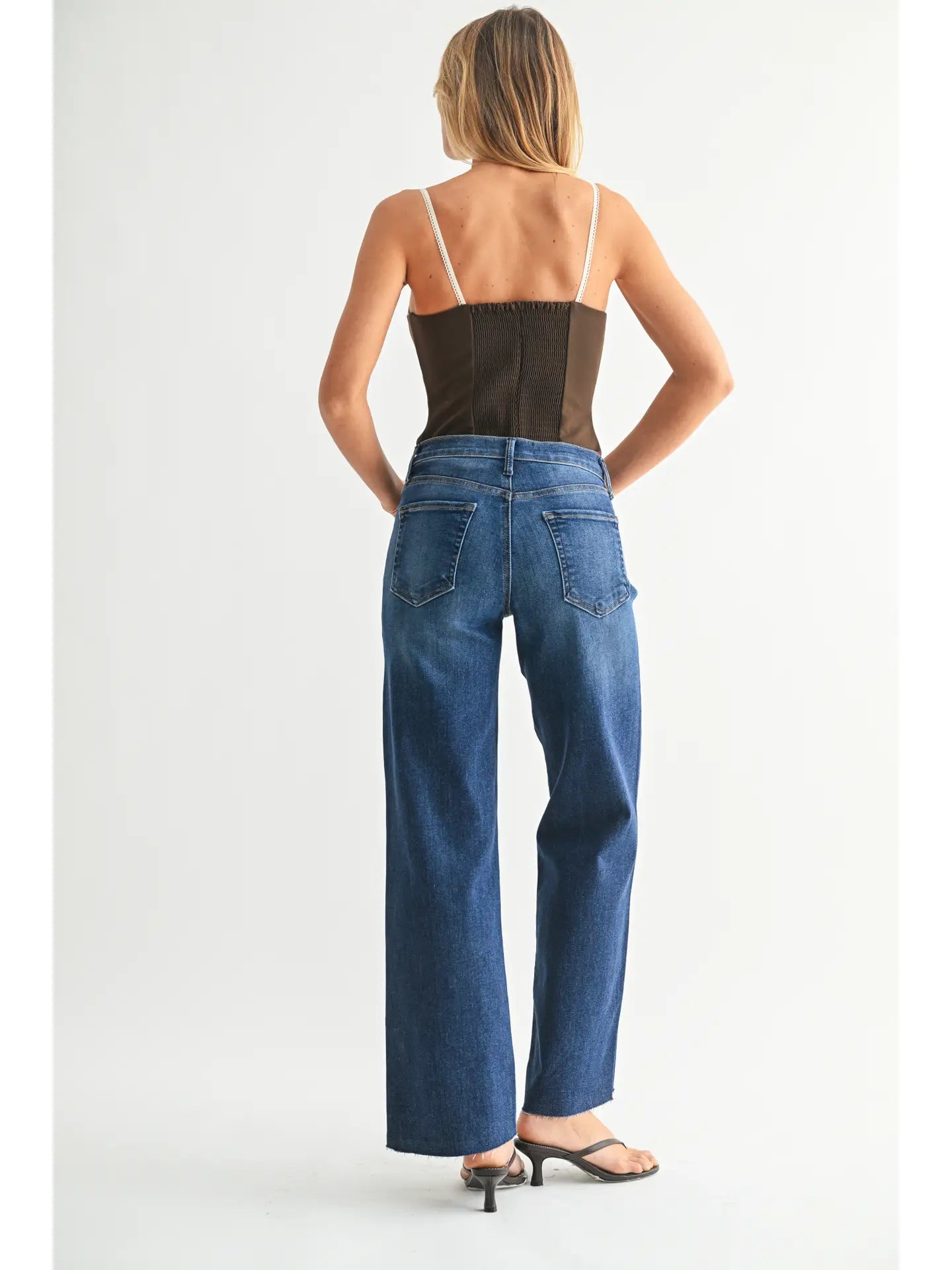 JUST BLACK DENIM SCISSOR CUT PALAZZO JEAN - White Bicycle