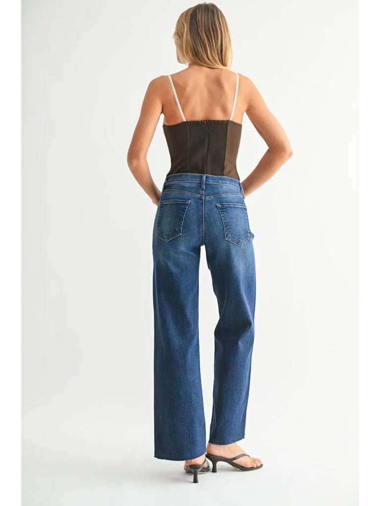 JUST BLACK DENIM SCISSOR CUT PALAZZO JEAN