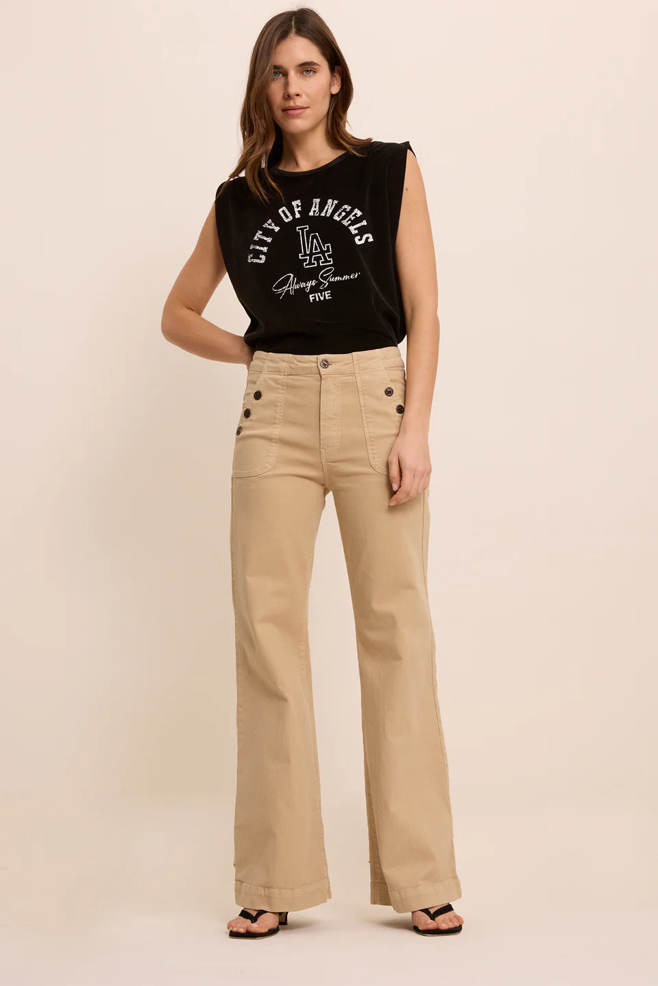 FIVE CAMEL BUTTON FRONT JOY JEAN - White Bicycle