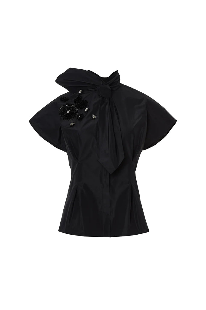 PSOPHIA BLACK TAFFETA TOP
