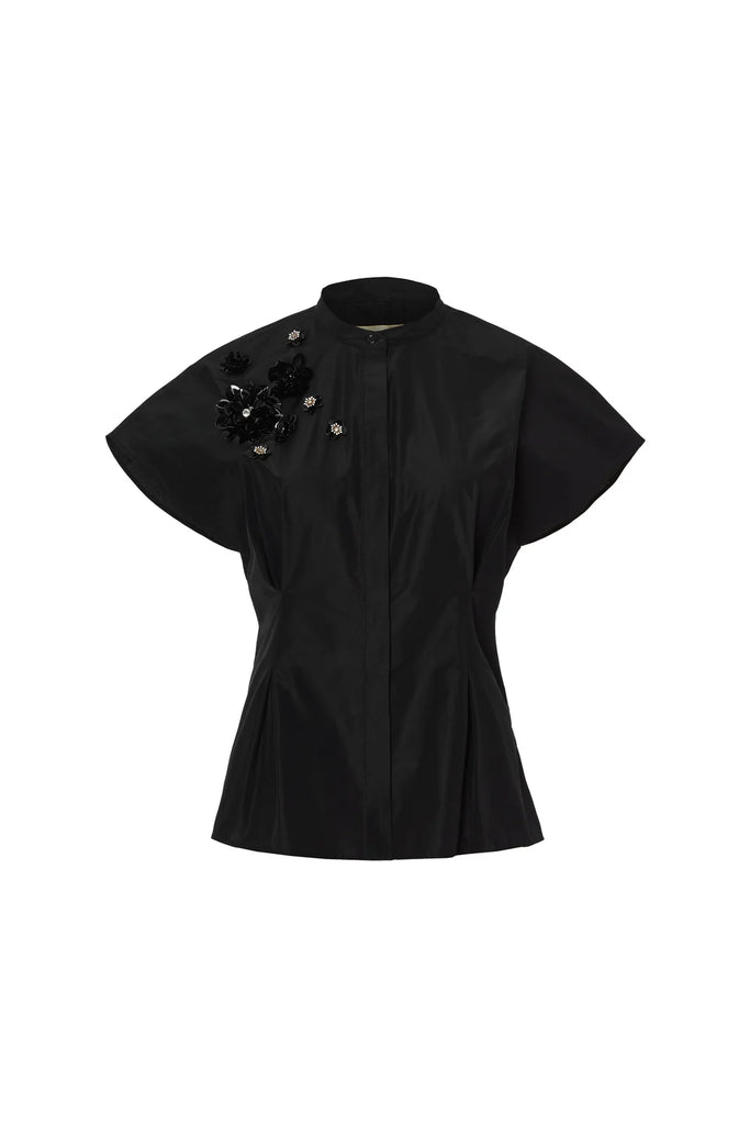 PSOPHIA BLACK TAFFETA TOP