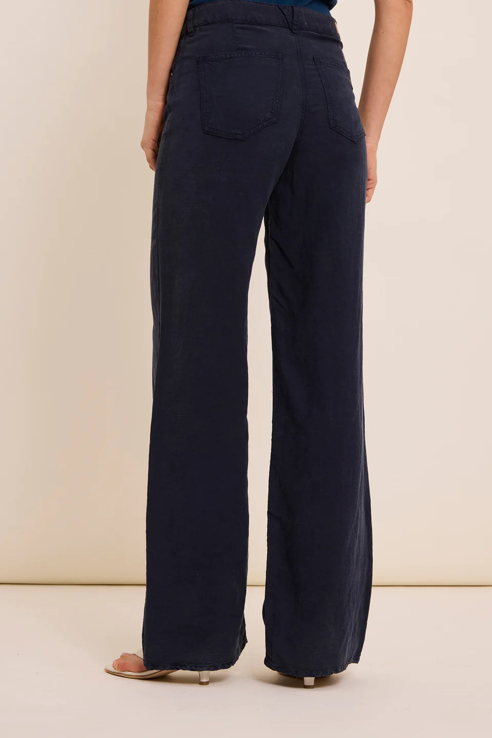 FIVE WIDE LEG NAVY JOAN TROUSER - White Bicycle