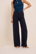FIVE WIDE LEG NAVY JOAN TROUSER - White Bicycle