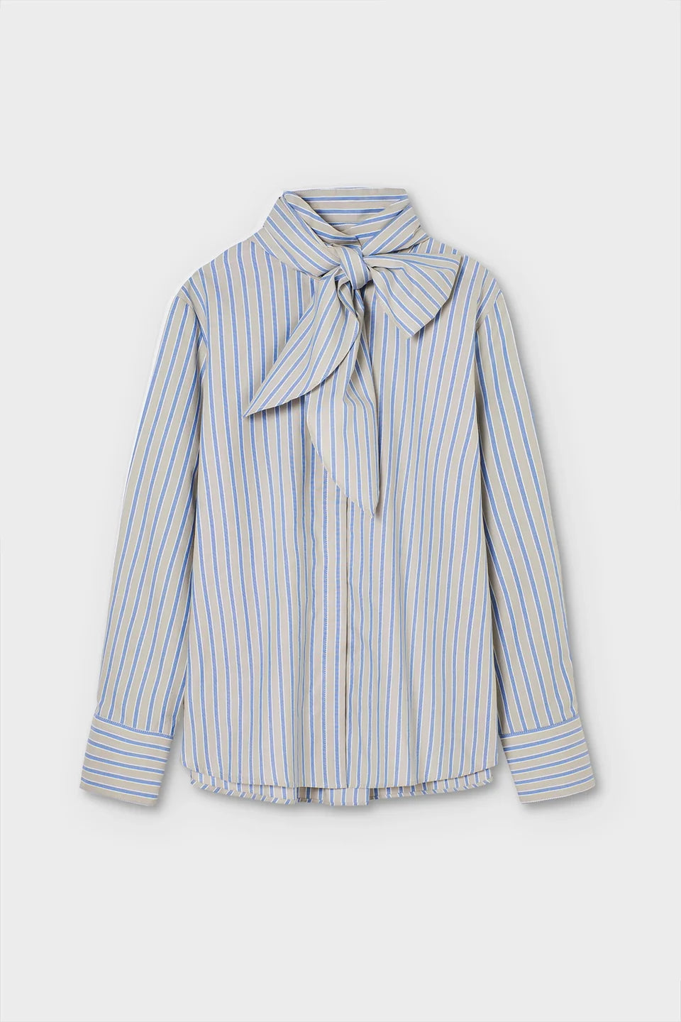 PSOHIA OATMEAL AND BLUE STRIPE SHIRT