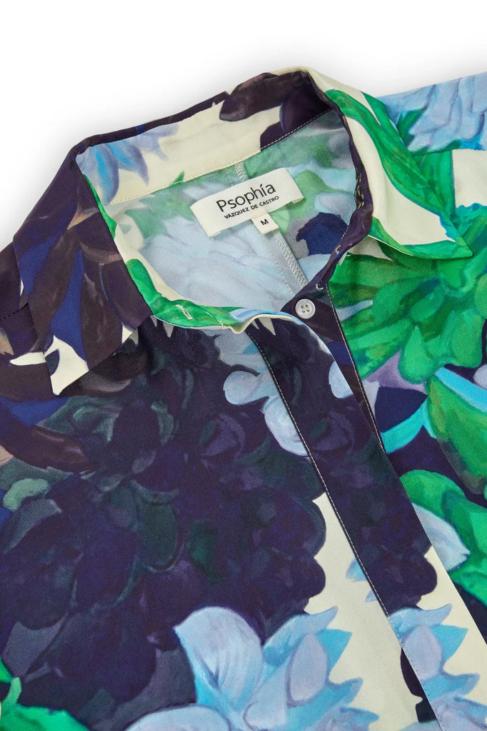 PSOPHIA AQUA SILK PATTERN KAFTAN DRESS
