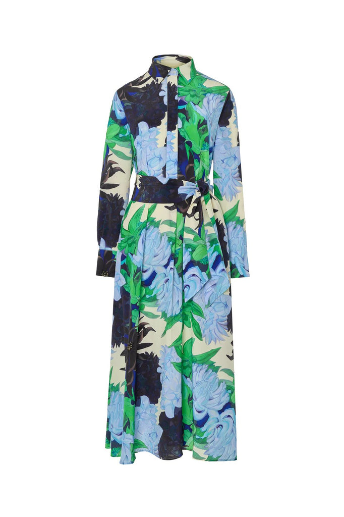 PSOPHIA AQUA SILK PATTERN KAFTAN DRESS