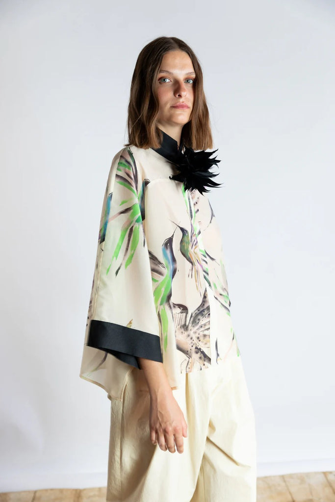 PSOPHIA WATERCOLOUR WINGS BLOUSE