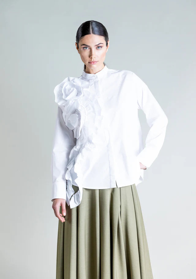 PSOPHIA WHITE RUFFLE BLOUSE