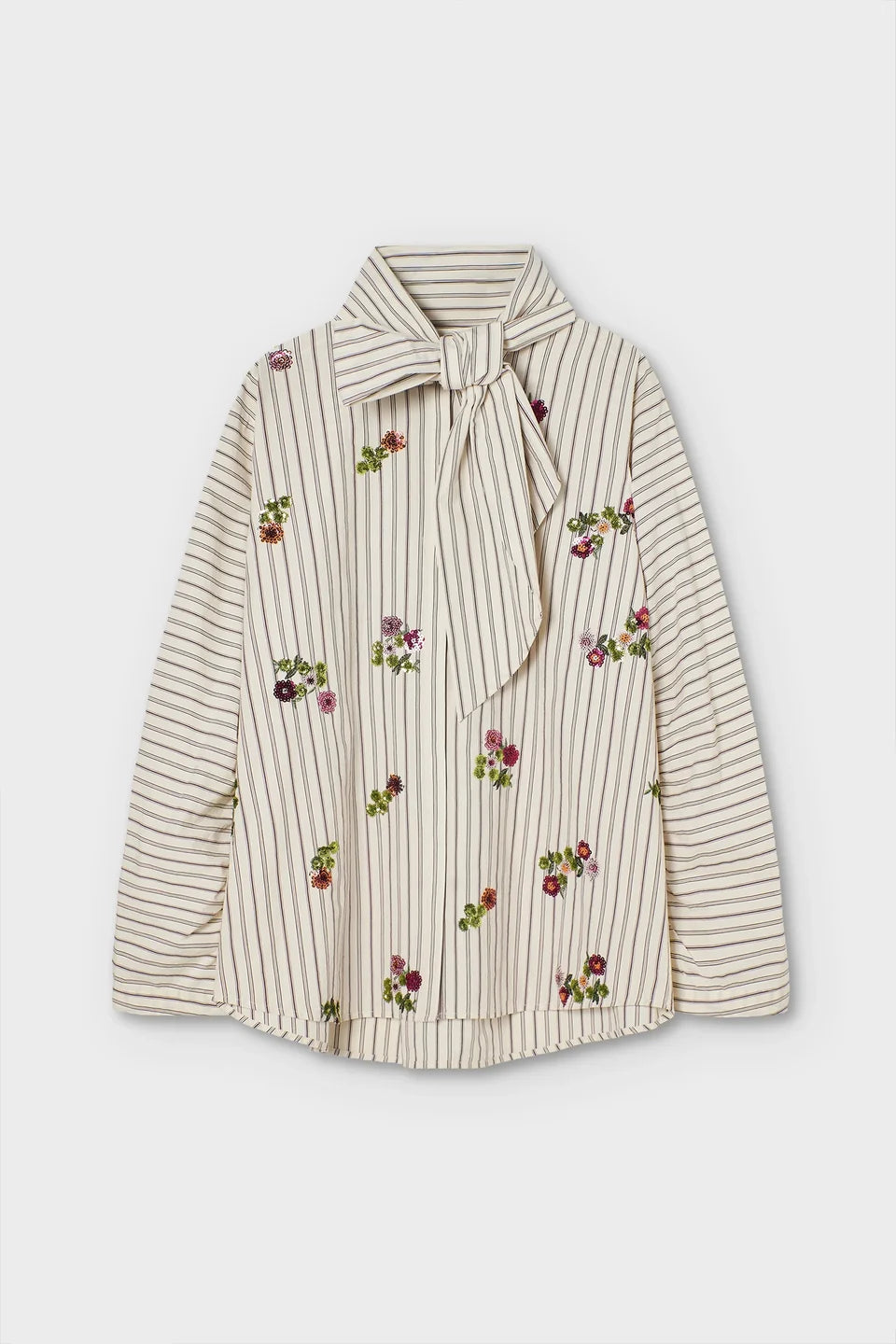 PSOPHIA STRIPE SHIRT WITH FLORAL SEQUIN