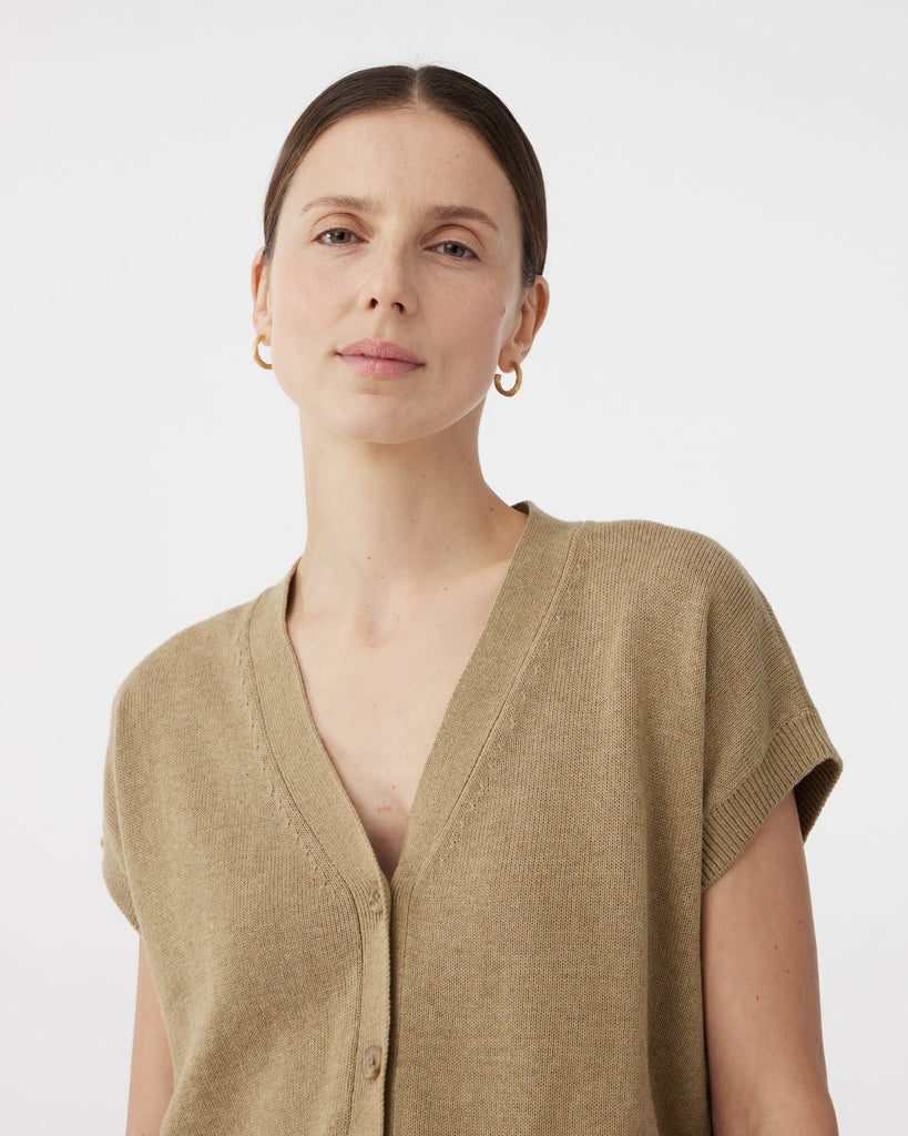 KNIT-TED KHAKI YUNI CARDIGAN