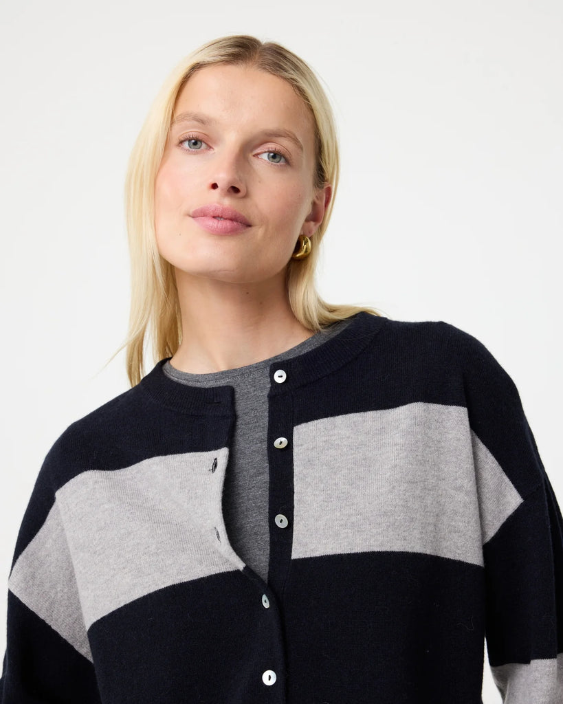 KNIT-TED NAVY AND GREY STRIPE KNIT