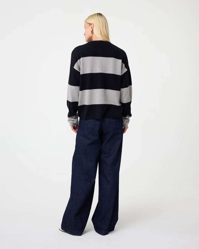 KNIT-TED NAVY AND GREY STRIPE KNIT