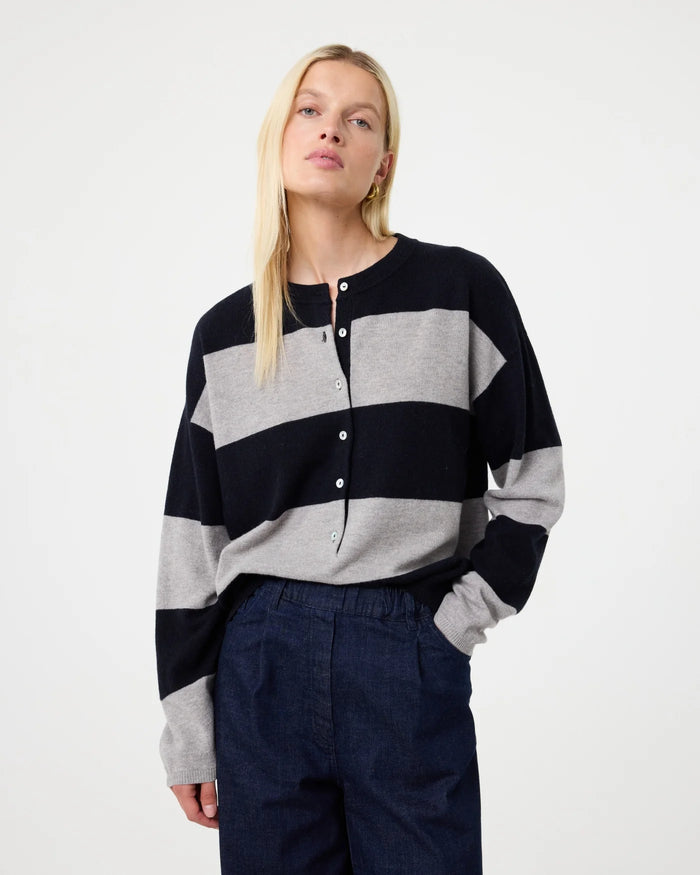 KNIT-TED NAVY AND GREY STRIPE KNIT