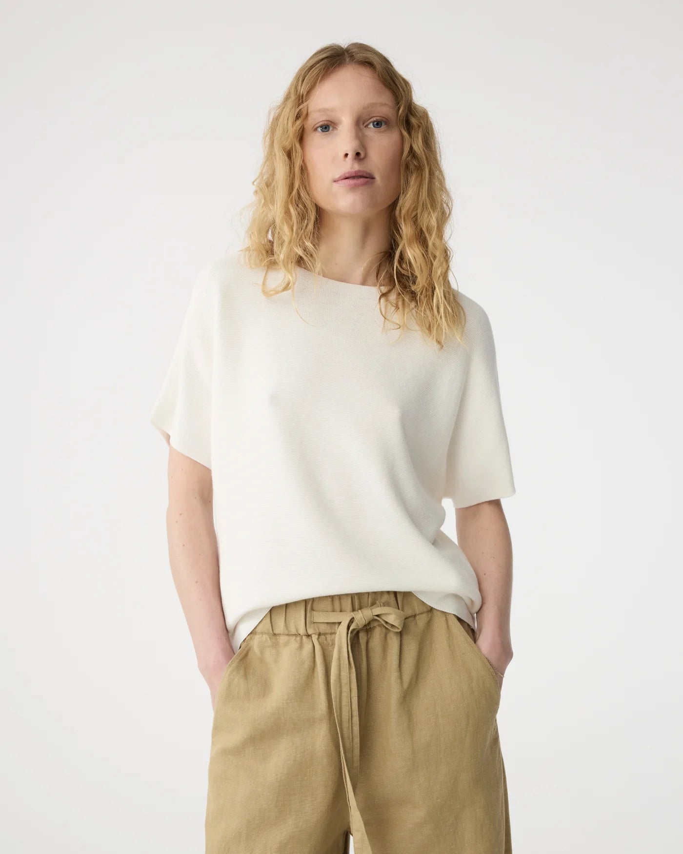 KNIT-TED OFF WHITE KNIT EVA TOP - White Bicycle