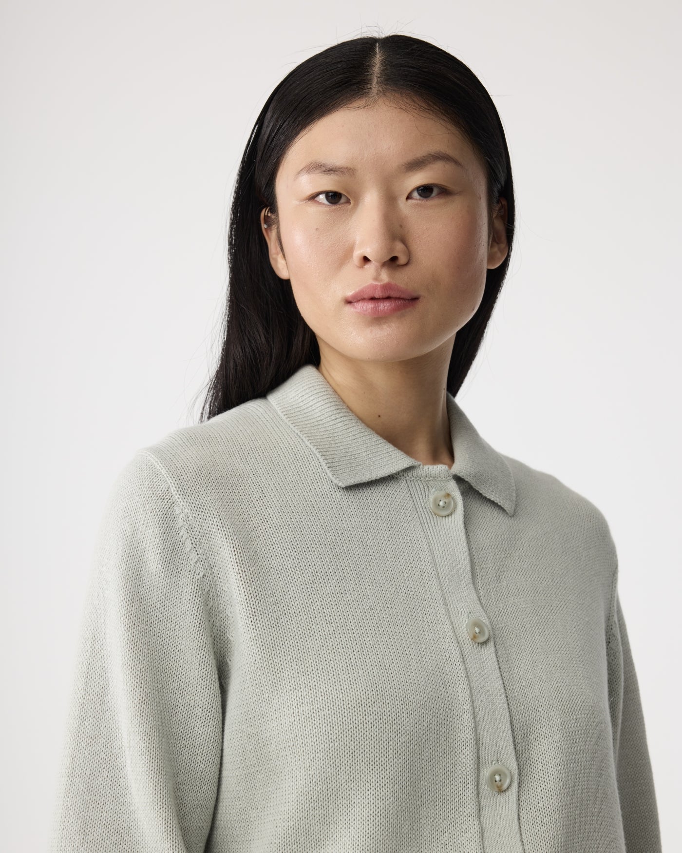 KNIT-TED SAGE YOSHI CARIGAN WITH COLLAR - White Bicycle