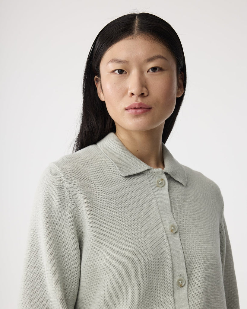 KNIT-TED SAGE YOSHI CARIGAN WITH COLLAR - White Bicycle