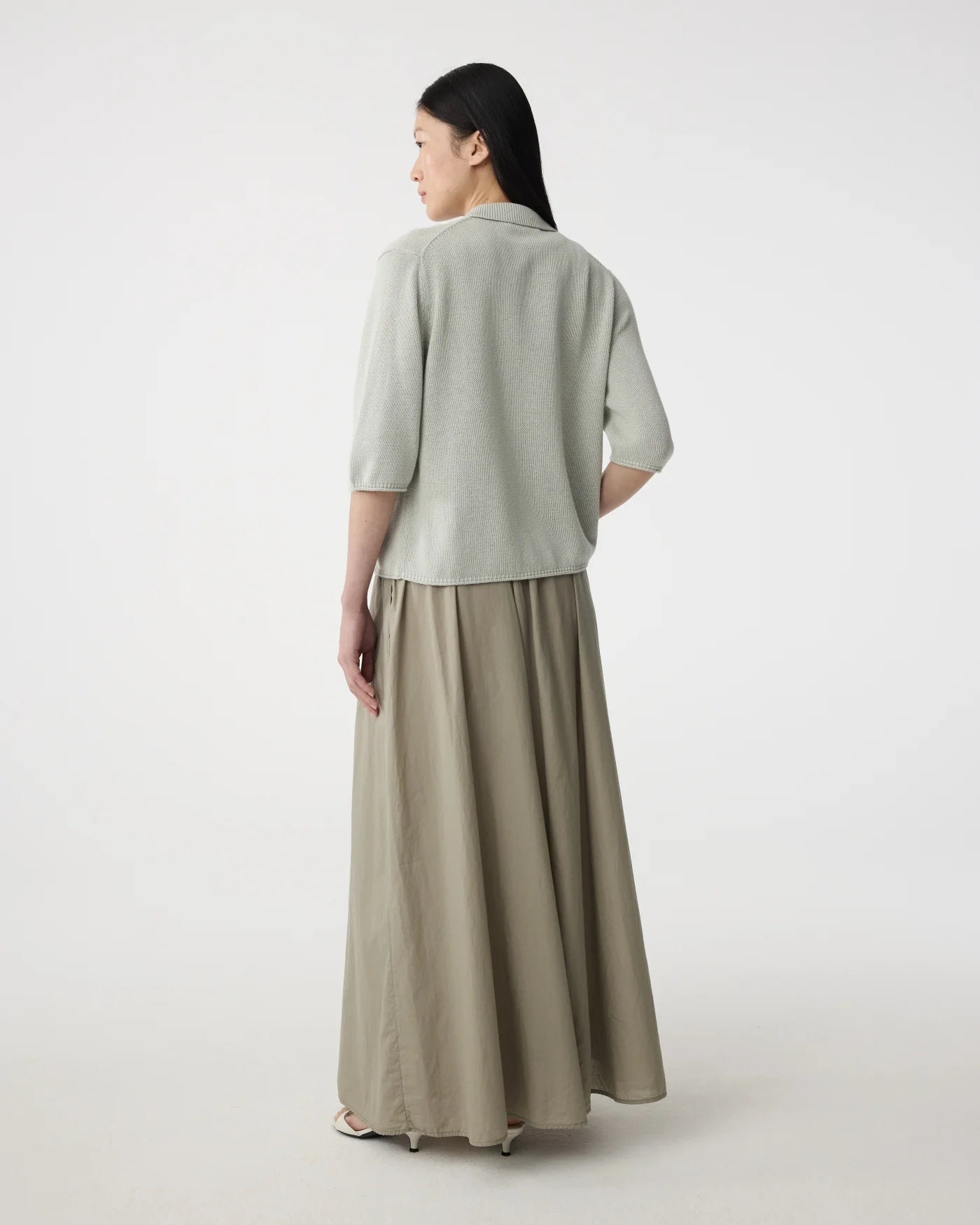 KNIT-TED SAGE YOSHI CARIGAN WITH COLLAR - White Bicycle