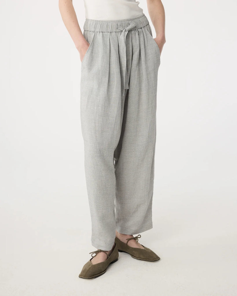 KNIT-TED GREY LINEN MIX TROUSER - White Bicycle