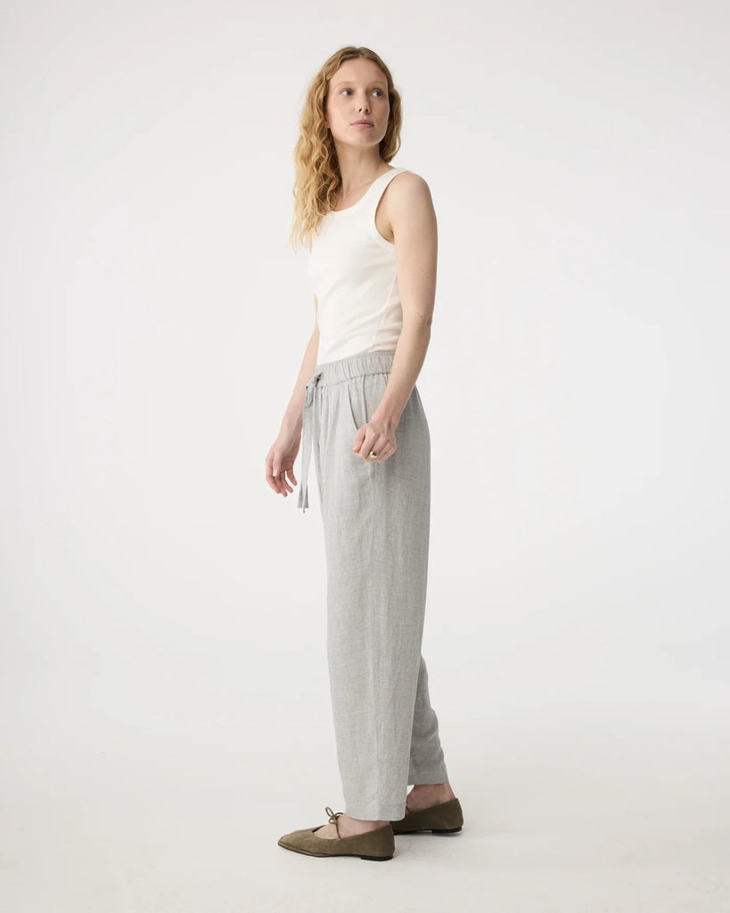 KNIT-TED GREY LINEN MIX TROUSER - White Bicycle