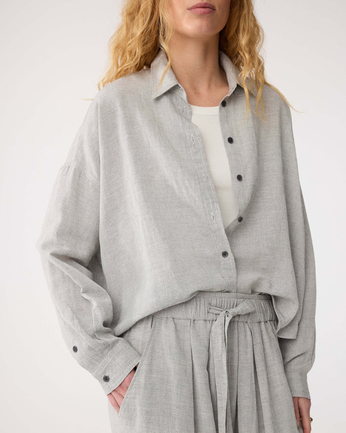 KNIT-TED GREY LINEN MIX SHIRT