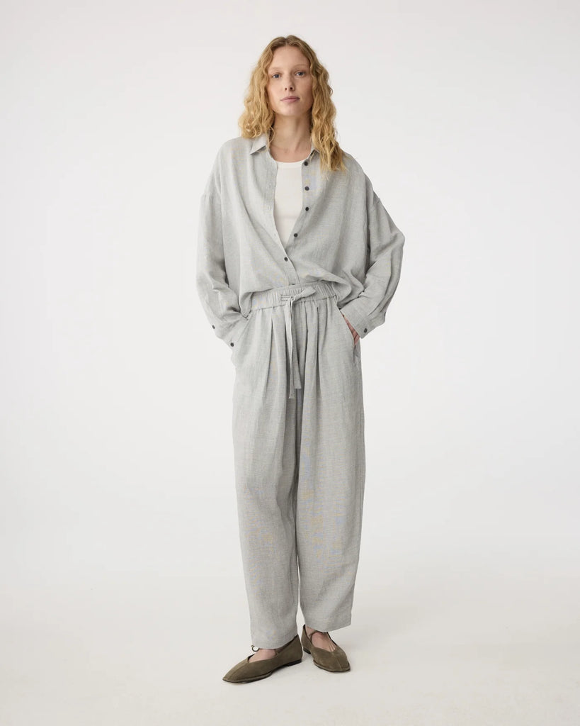KNIT-TED GREY LINEN MIX SHIRT - White Bicycle