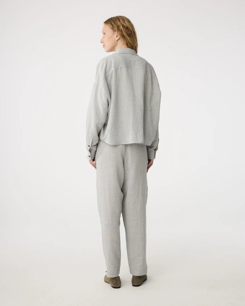 KNIT-TED GREY LINEN MIX SHIRT - White Bicycle